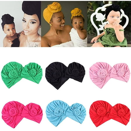 Colorful Womens Baby Girl Mom Kids Flower Knot Turban Beanie Hat Indian Cap